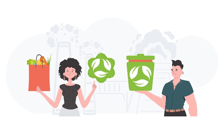 Vector concepto ecológico eko es un equipo de personas que se preocupan por el medio ambiente estilo de tendencia ilustración vectorial