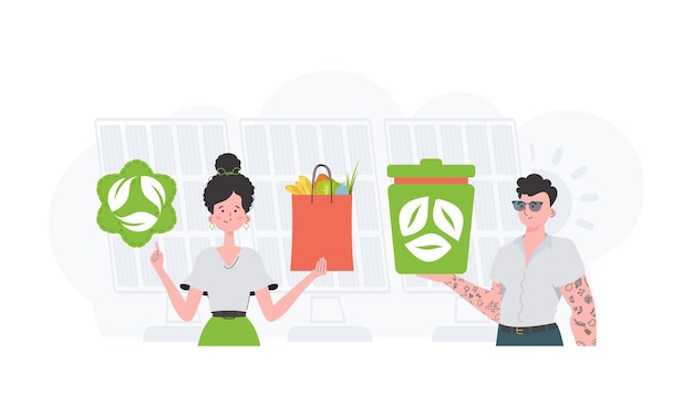 Concepto ecológico equipo ECO tendencia de moda ilustración vectorial