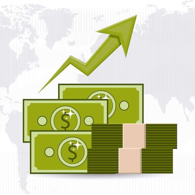 Concepto de economía global con iconos de dinero