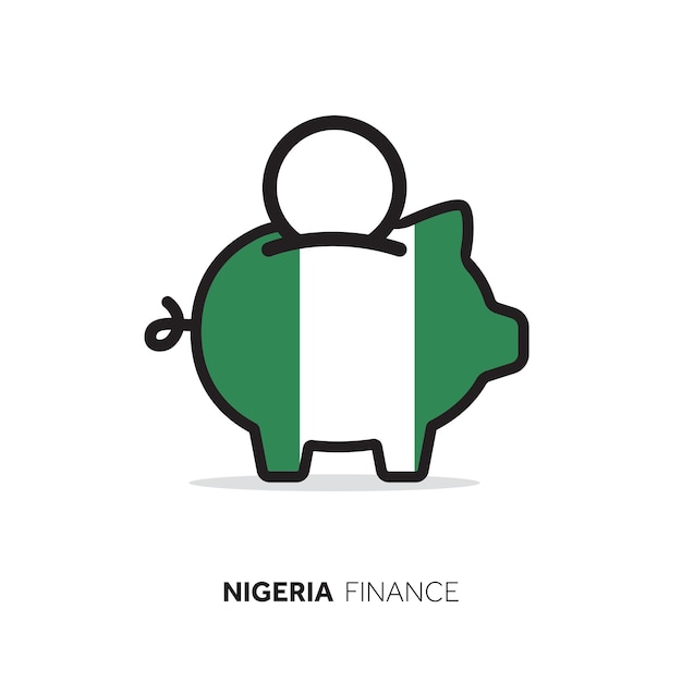 Vector concepto económico de nigeria hucha con bandera nacional