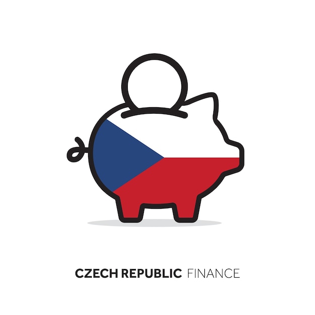 Concepto económico de República Checa Hucha con bandera nacional