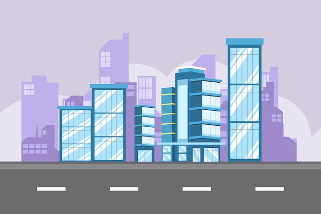 Concepto de edificio del cielo Ilustración vectorial plana de colores aislada