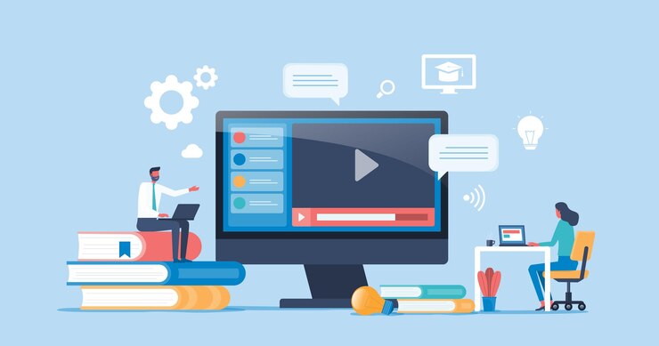 Vector concepto de educación y aprendizaje en línea