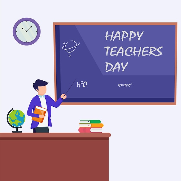 Concepto de educación del día del maestro feliz Plantilla de vector plano Estilo adecuado para la página de inicio web