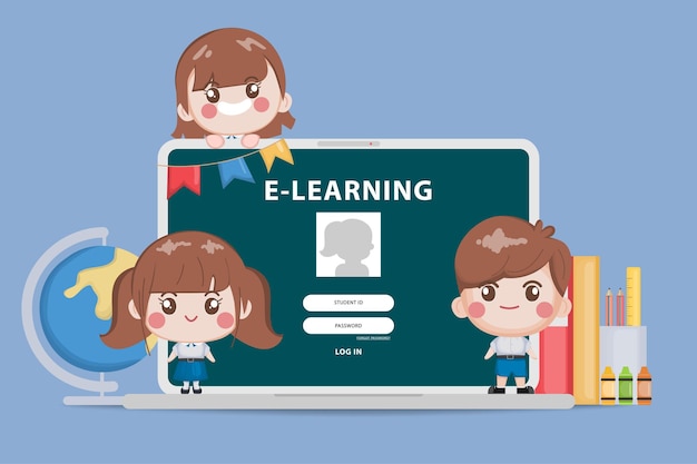 Concepto de educación escolar en línea para estudiantes de Bangkok