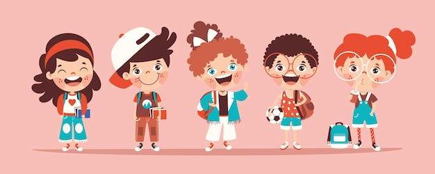 Concepto de educación con estudiantes de dibujos animados