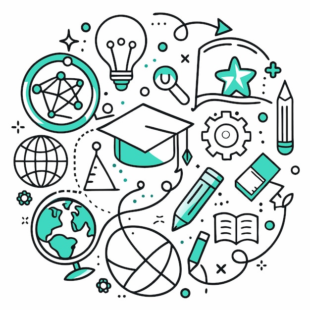 Concepto de educación con íconos de línea