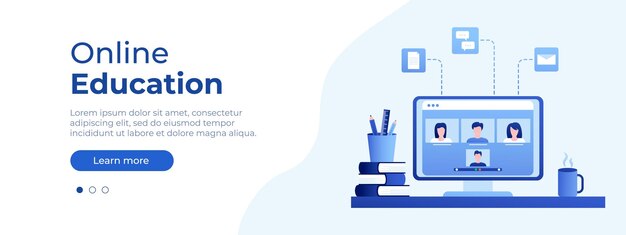 Concepto de educación en línea diseño vectorial para página web ilustración en estilo plano