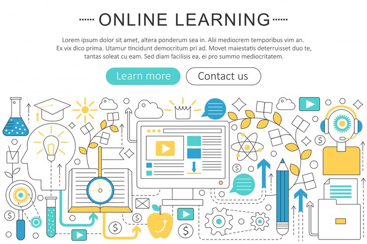Vector concepto de educación en línea e-learning