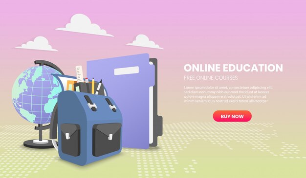 Concepto de educación con mochilas escolares y conceptos de ilustración de archivos para sitios web y dispositivos móviles.