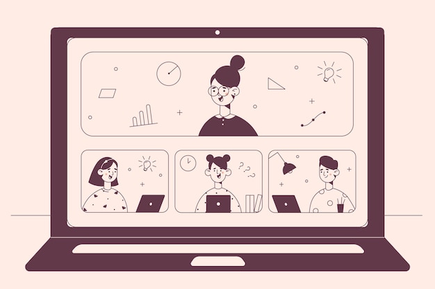 Concepto de educación remota elearning de aprendizaje en línea