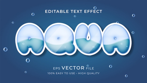 Concepto de efecto de texto editable agua