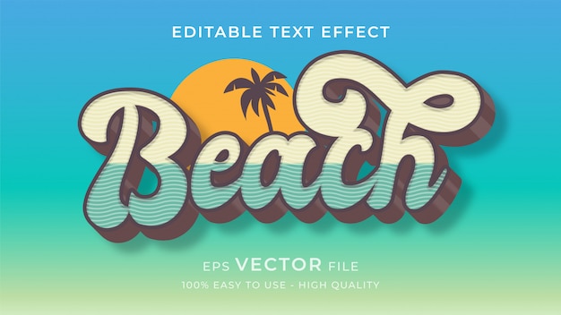 Concepto de efecto de texto editable de verano playa