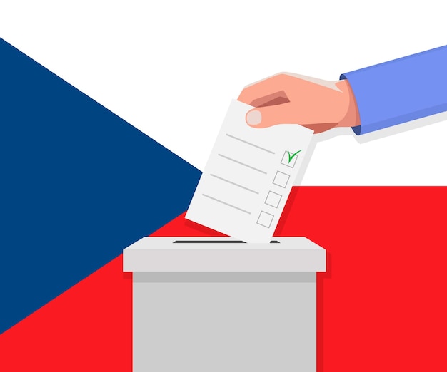 Concepto electoral de la República Checa La mano pone el boletín de votación
