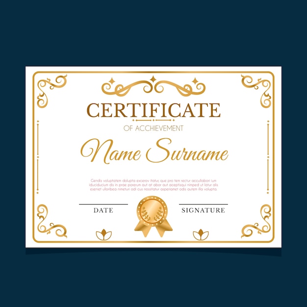Concepto elegante para plantilla de certificado