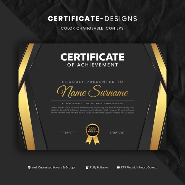 Vector concepto elegante de plantilla de certificado