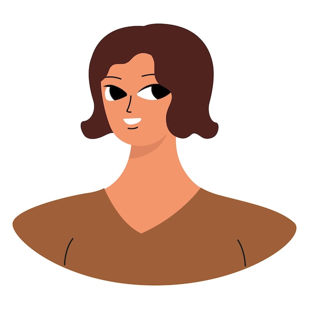 Concepto de emociones positivas Cara de niña linda de dibujos animados Sonrisa de mujer