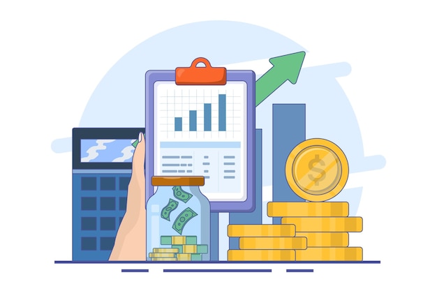 concepto de empoderamiento financiero o metáfora de habilidades presupuestarias o conocimientos de inversión