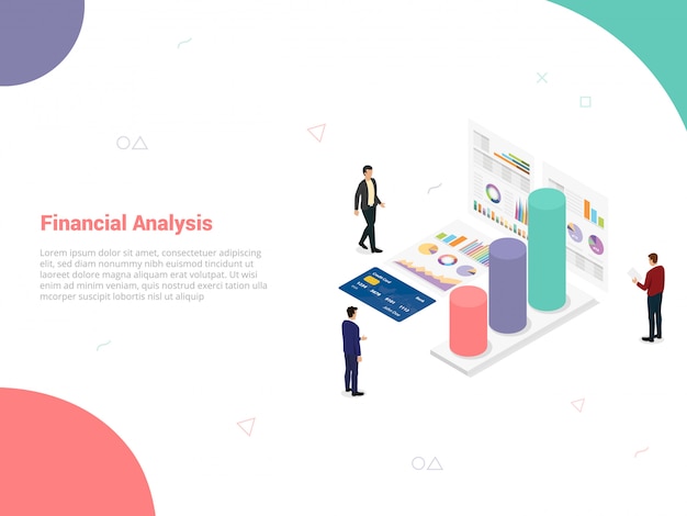Concepto de empresa de análisis financiero con personas del equipo analizan datos del gráfico