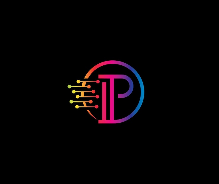 Vector concepto de empresa de diseño de logotipo moderno con letra p de tecnología de datos creativa