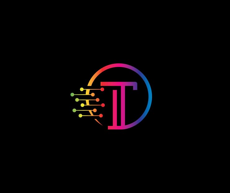 Concepto de empresa de diseño de logotipo moderno con letra T de tecnología de datos creativa