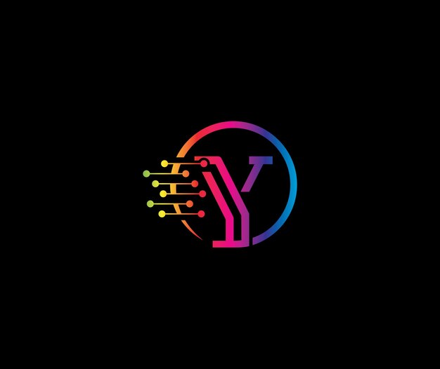 Concepto de empresa de diseño de logotipo moderno con letra Y de tecnología de datos creativa
