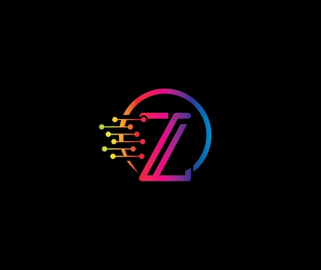 Concepto de empresa de diseño de logotipo moderno con letra Z de tecnología de datos creativa