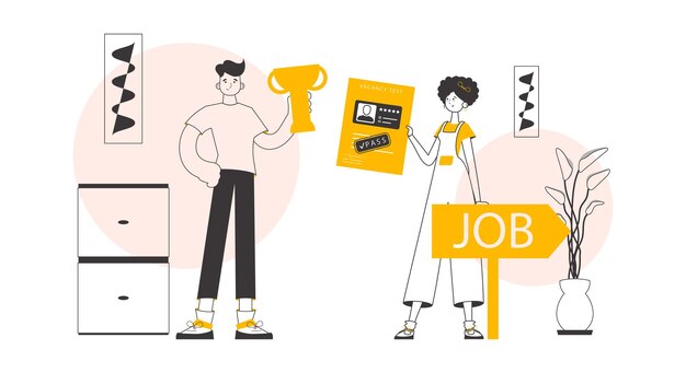 El concepto de encontrar empleados Vector de estilo lineal de moda