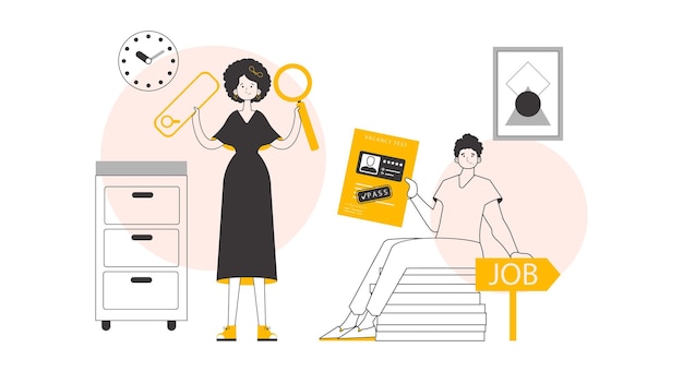 El concepto de encontrar empleados Vector de estilo lineal moderno