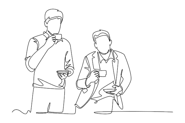 Concepto de encuentro Diseño de dibujo de línea única Ilustración gráfica vectorial