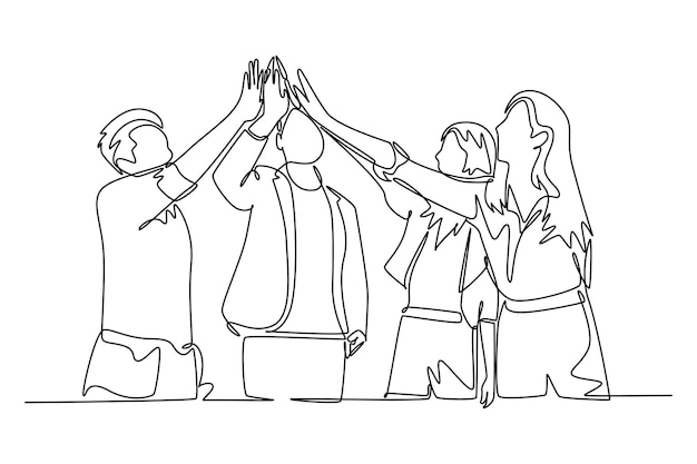 Concepto de encuentro Diseño de dibujo de línea única Ilustración gráfica vectorial