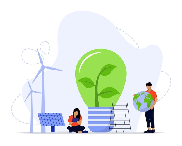 Vector concepto de energía limpia verde energía renovable para un futuro mejor