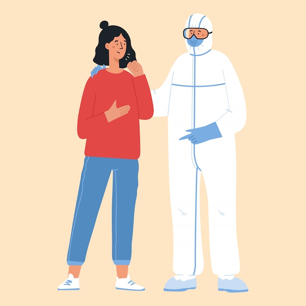 Concepto de enfermedad epidémica. Doctores en traje de protección.