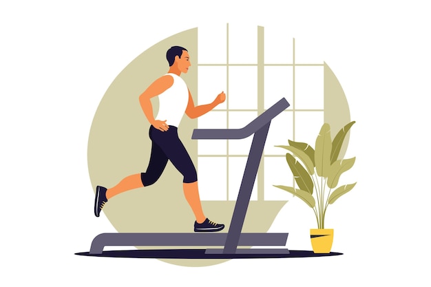 Concepto de entrenamiento. Bienestar y estilo de vida saludable. Plano. Ilustración vectorial