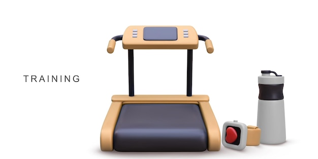 Concepto de entrenamiento de gimnasio realista en 3D en fondo blanco Ilustración vectorial