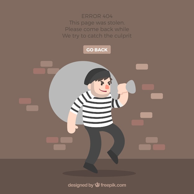 Vector concepto de error 404 con ladrón