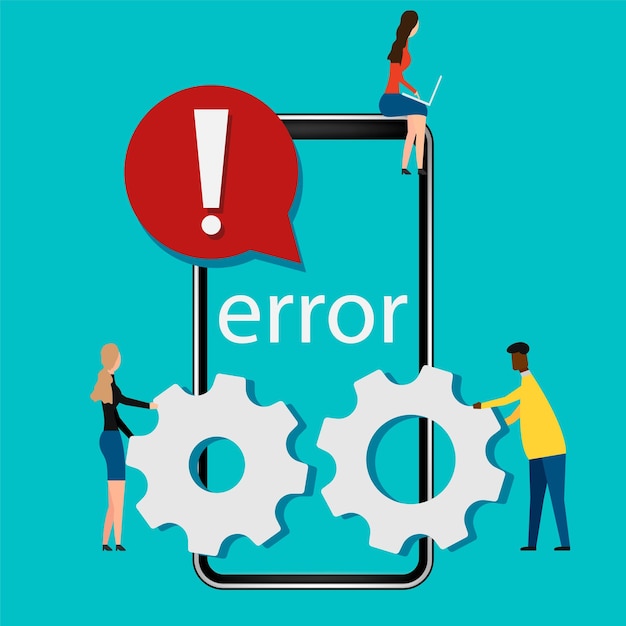 Concepto de error de aplicación aislado sobre fondo blanco Ilustración vectorial