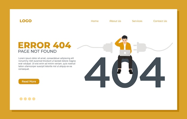 Concepto de error de red 404 para la plantilla de página de aterrizaje Conjunto de concepto de diseño plano de página de error 404 no