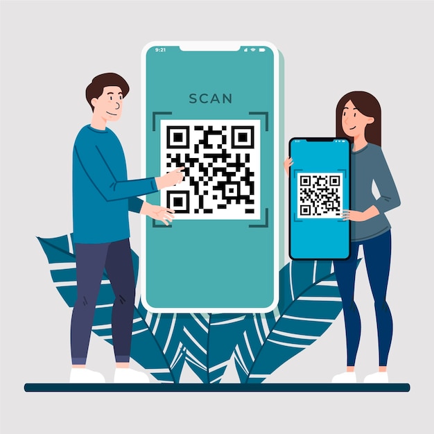Concepto de escaneo de código qr con caracteres