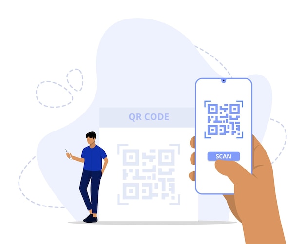 Vector concepto de escaneo de código qr