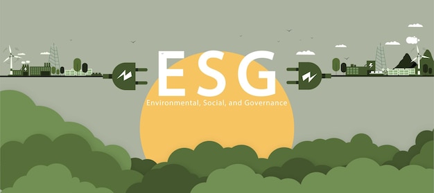 Concepto esg de gobernanza y sociedad ambiental en negocios sostenibles y éticos con green