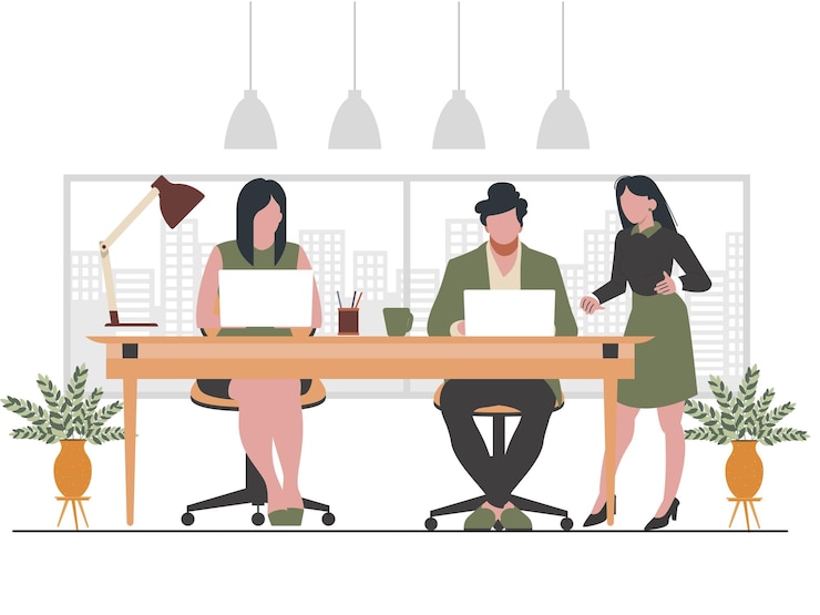 concepto de espacio de coworking en equipo