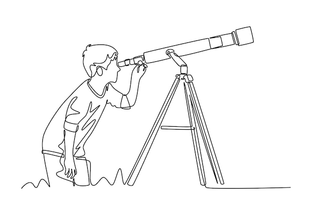 Concepto de espacio exterior Ilustración gráfica vectorial de diseño de dibujo de línea única