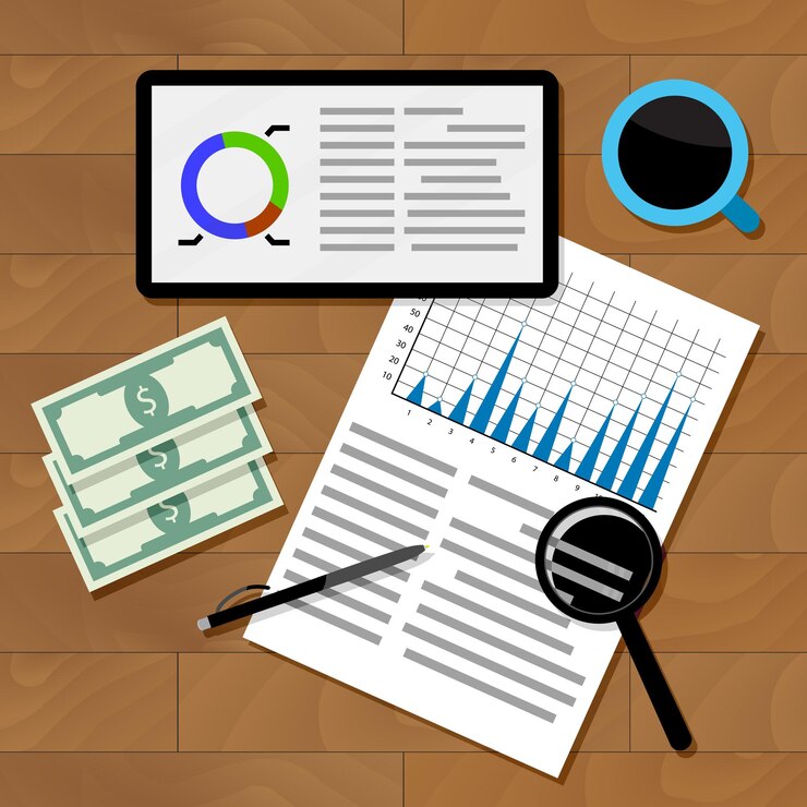 Vector concepto de estadísticas financieras
