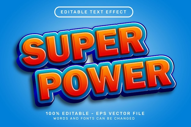 Concepto de estilo 3d de superpotencia de efecto de texto editable