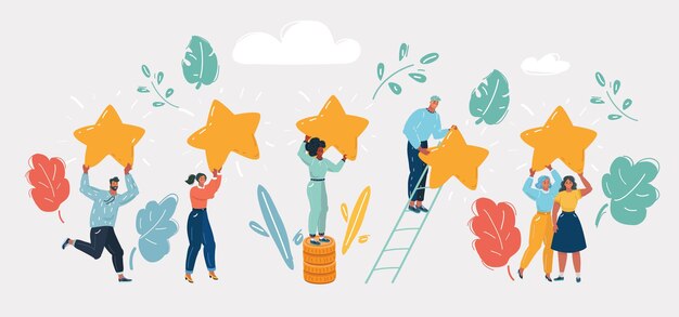 Concepto de estilo plano de calificación de cinco estrellas