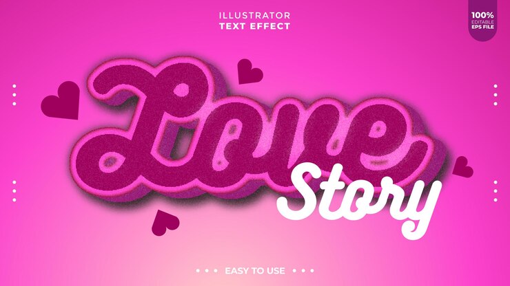 Vector concepto de estilo de texto de efecto de texto vectorial editable para dichos de amor
