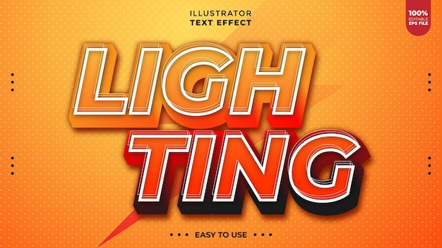 Concepto de estilo de texto de iluminación de efecto de texto vectorial moderno editable