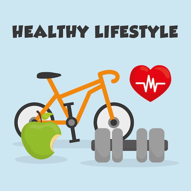 Concepto de estilo de vida saludable con diseño de icono de fitness, ilustración vectorial eps 10 gráfico.