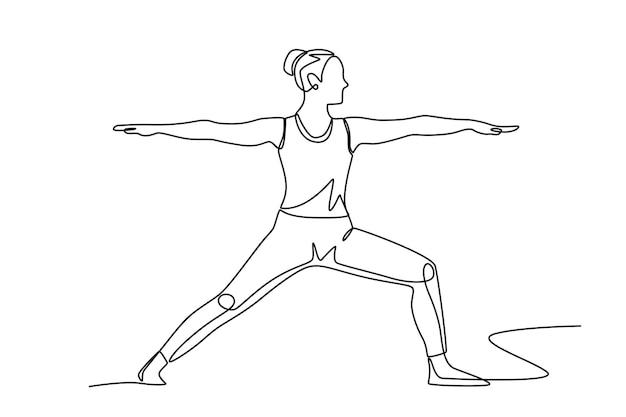 El concepto de estiramiento de la mujer dibujo en línea
